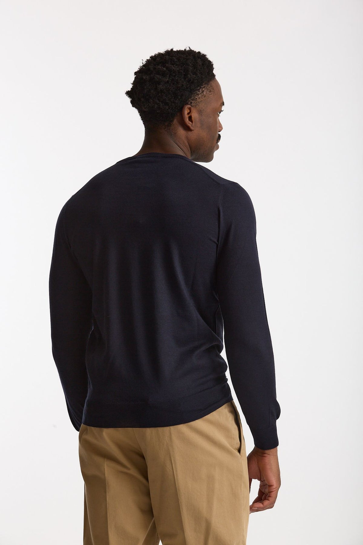Maglia girocollo in cashmere e seta blu uomo Mauro ottaviani - 3