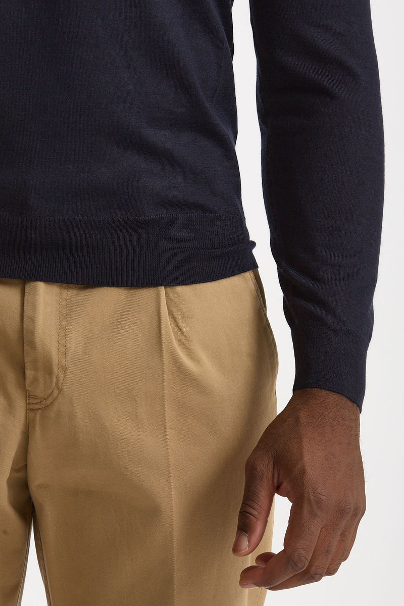 Maglia girocollo in cashmere e seta blu uomo Mauro ottaviani - 6
