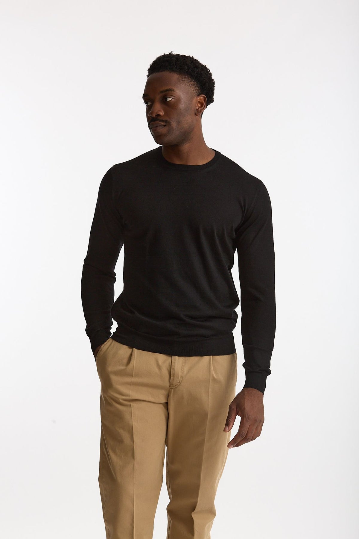 Maglia girocollo in cashmere e seta nero uomo Mauro ottaviani - 2