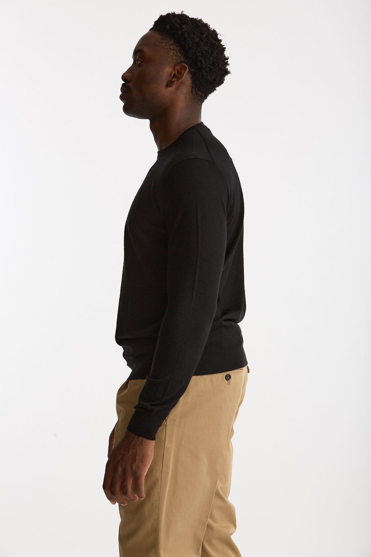 Maglia girocollo in cashmere e seta nero uomo Mauro ottaviani - 3