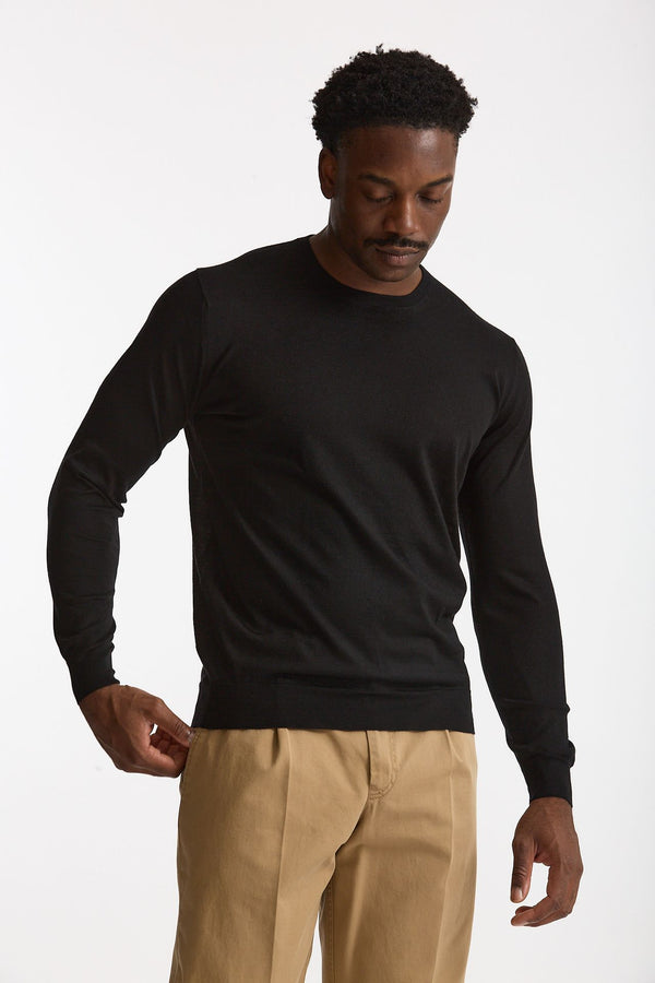 Maglia girocollo in cashmere e seta nero uomo Mauro ottaviani