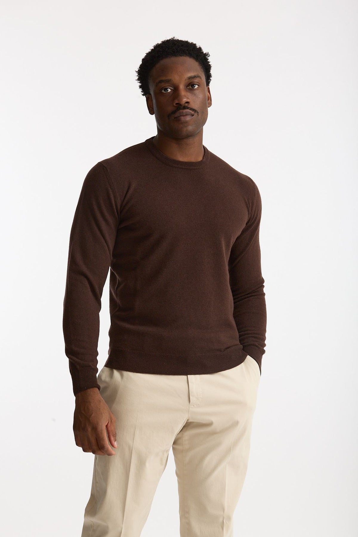 Maglia in lana e cashmere marrone uomo Mauro ottaviani - 4