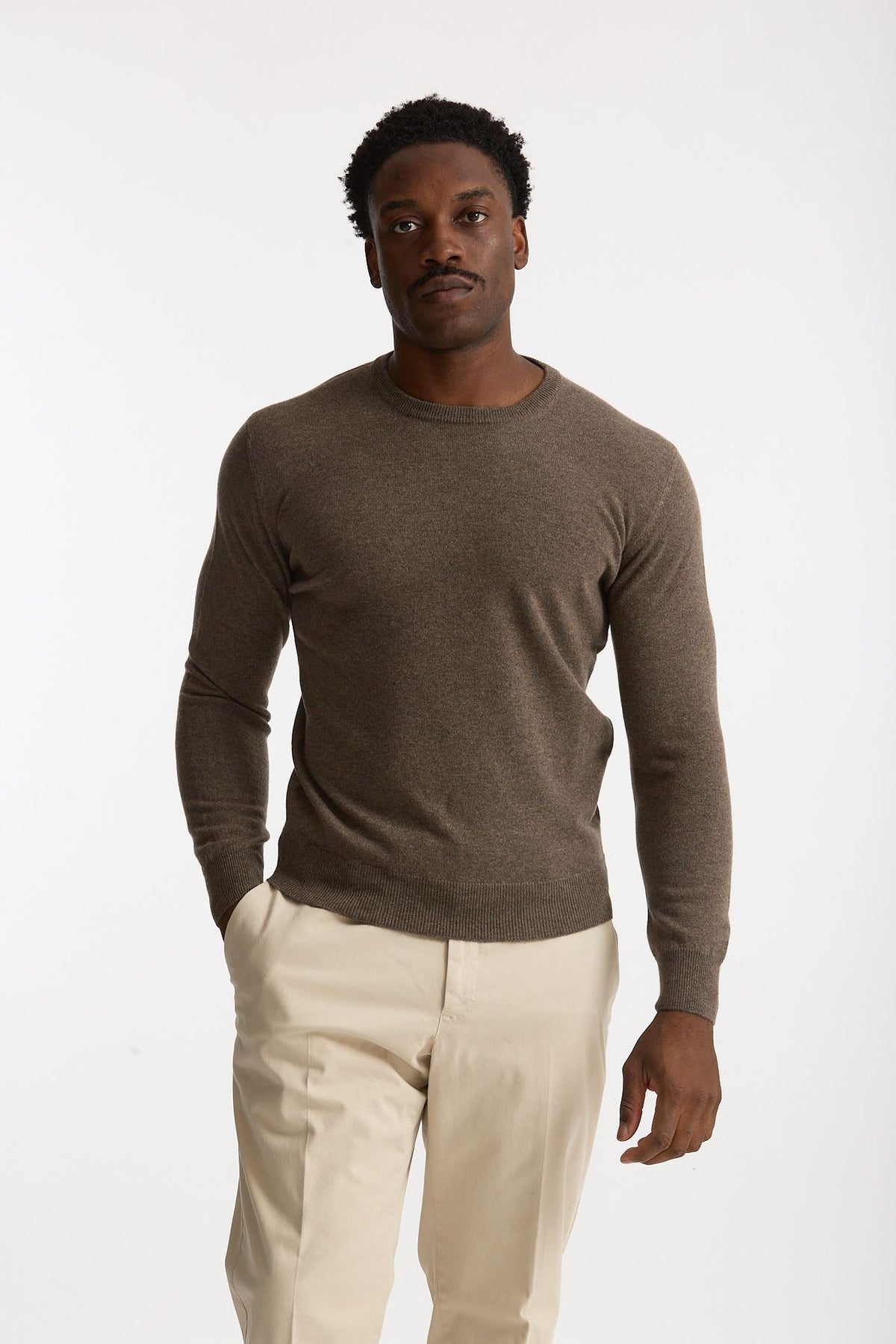 Maglia in cashmere nocciola uomo Mauro ottaviani - 1