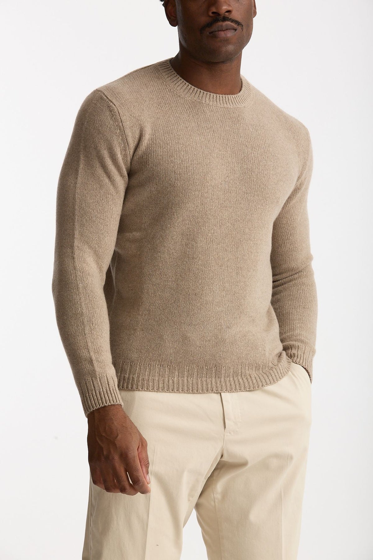 Maglia in cashmere beige uomo Mauro ottaviani - 4