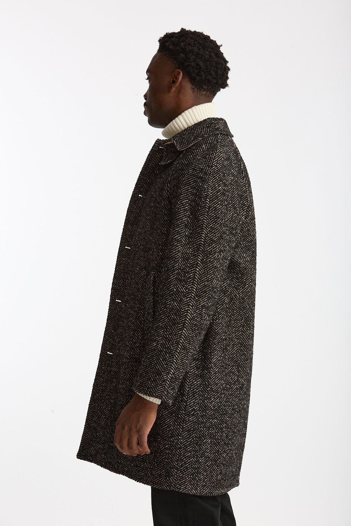 Cappotto MARCELLO monopetto Spinato nero e beige uomo Paltò - 4