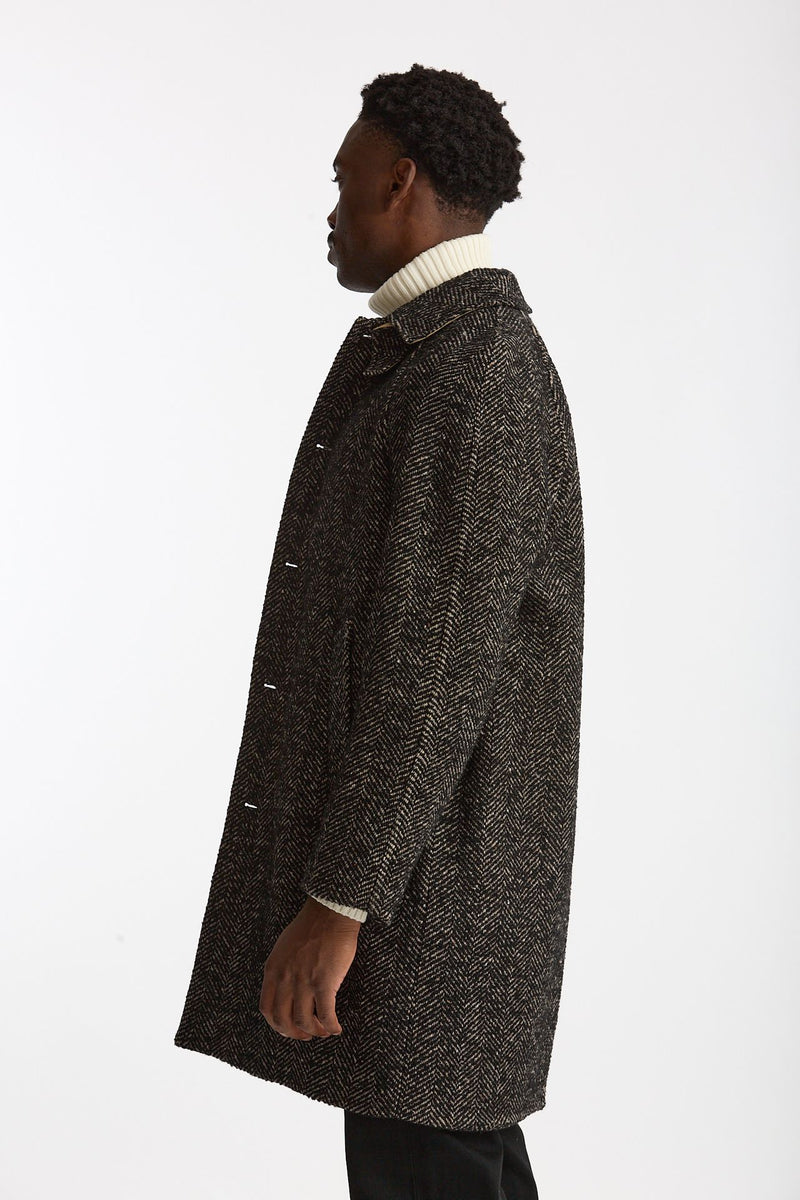 Cappotto MARCELLO monopetto Spinato nero e beige uomo Paltò - 4