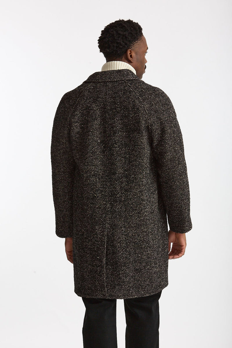 Cappotto MARCELLO monopetto Spinato nero e beige uomo Paltò - 5