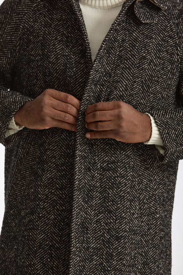 Cappotto MARCELLO monopetto Spinato nero e beige uomo Paltò
