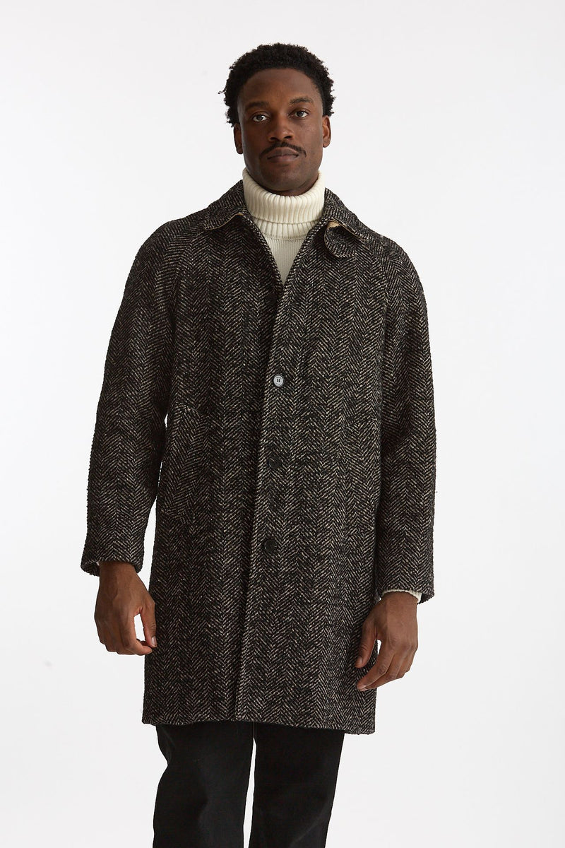 Cappotto MARCELLO monopetto Spinato nero e beige uomo Paltò - 6