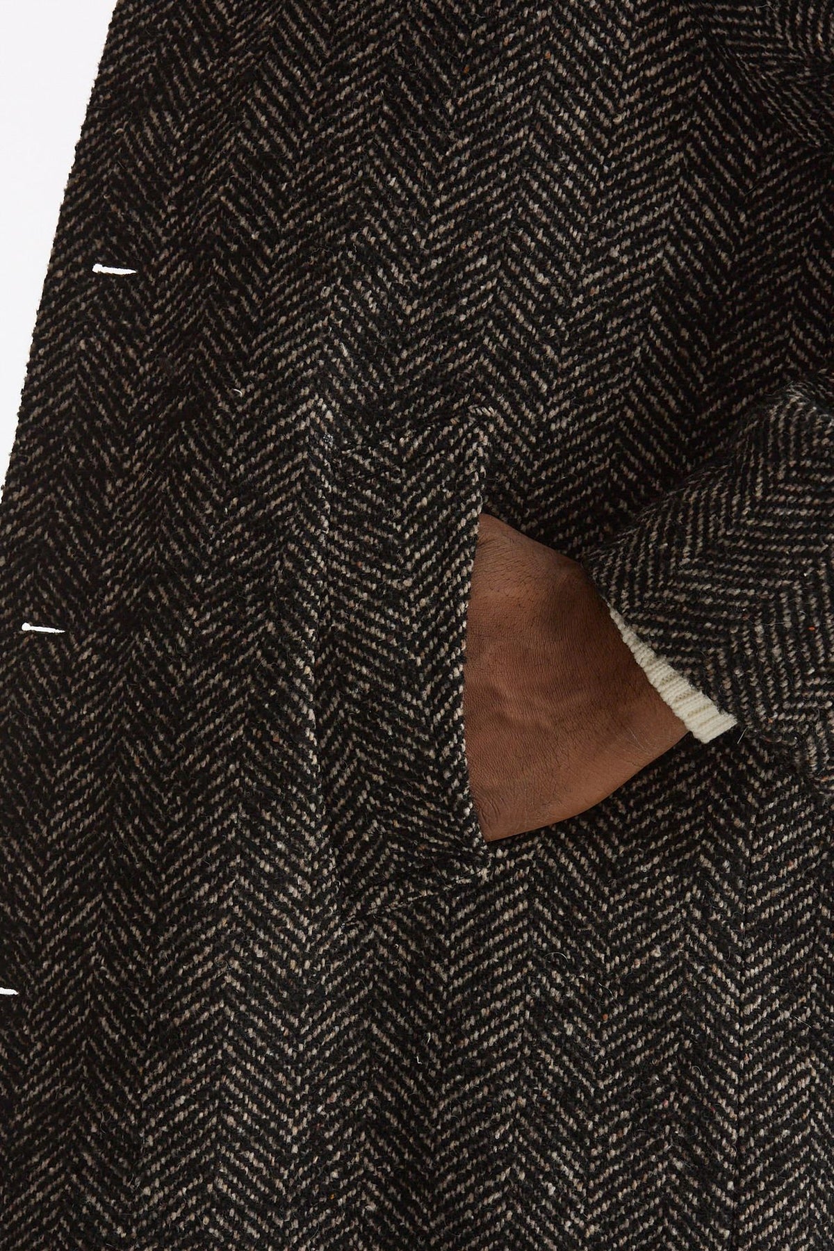 Cappotto MARCELLO monopetto Spinato nero e beige uomo Paltò - 8