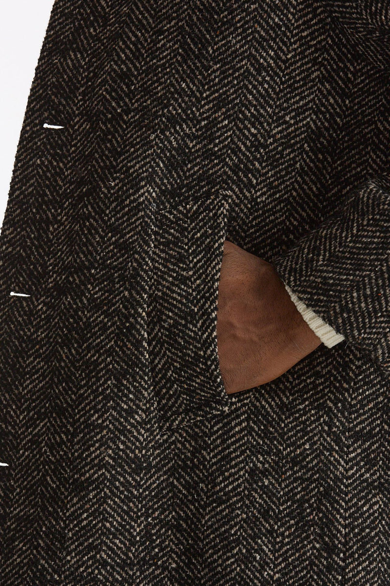 Cappotto MARCELLO monopetto Spinato nero e beige uomo Paltò - 8