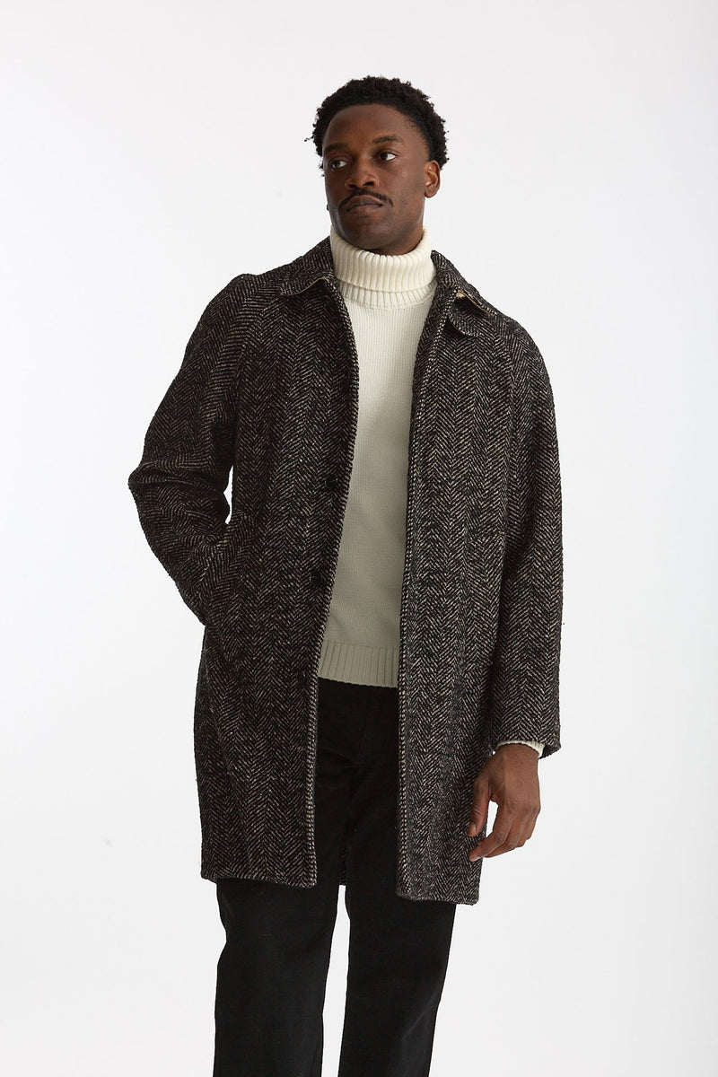 Cappotto MARCELLO monopetto Spinato nero e beige uomo Paltò - 1