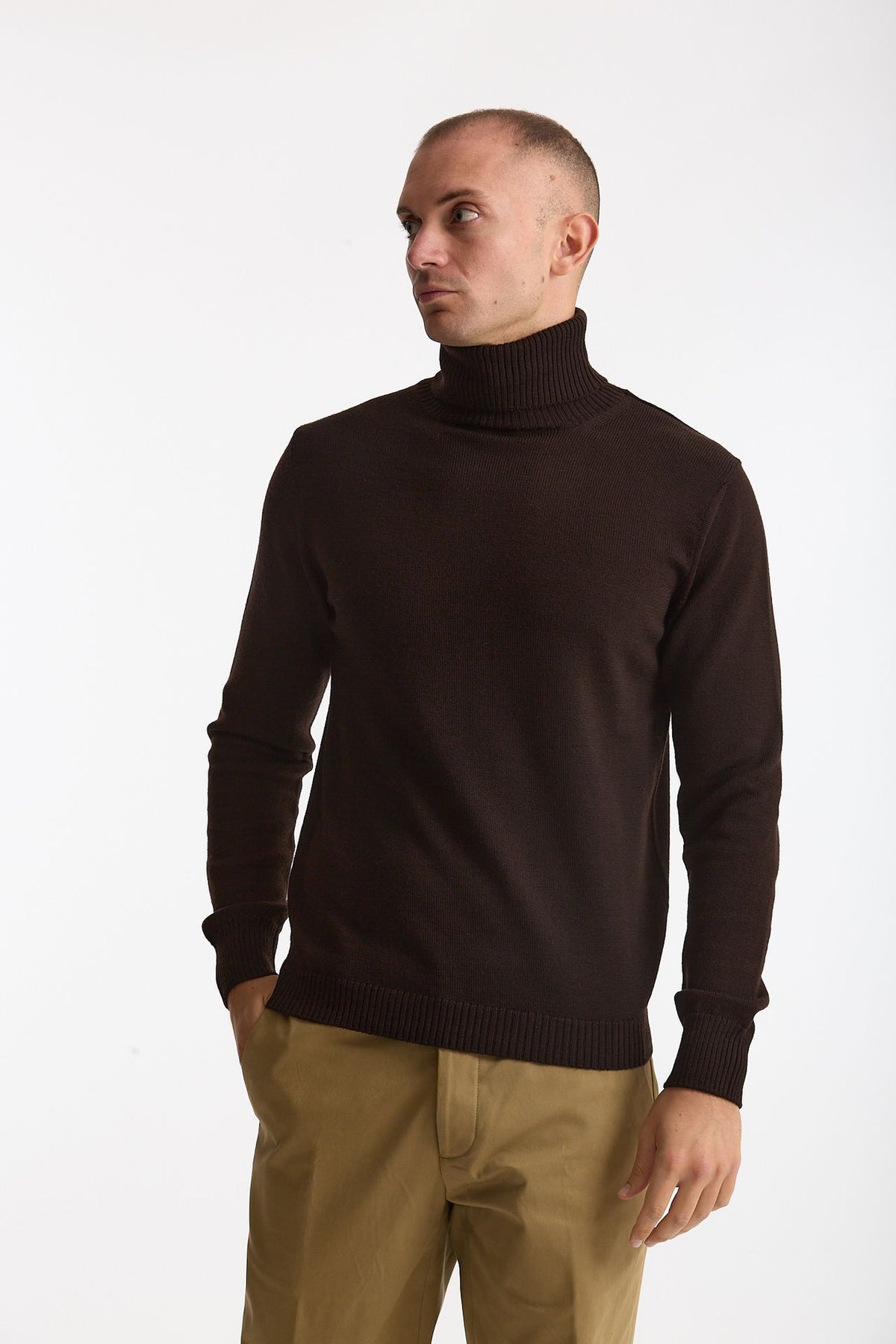 Dolcevita in lana marrone uomo ( p - s ) - 1