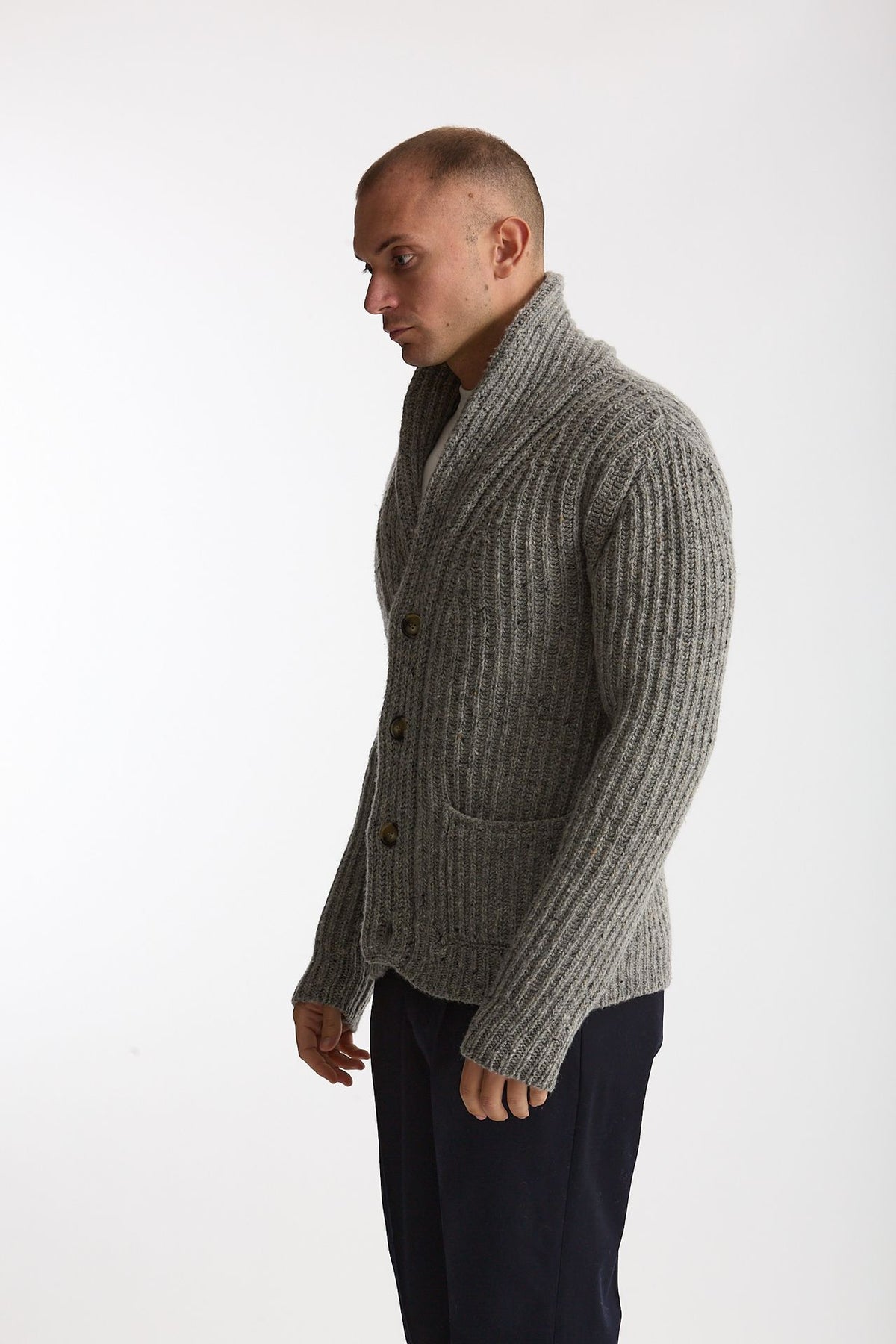 Cardigan in lana grigio uomo ( p - s ) - 1