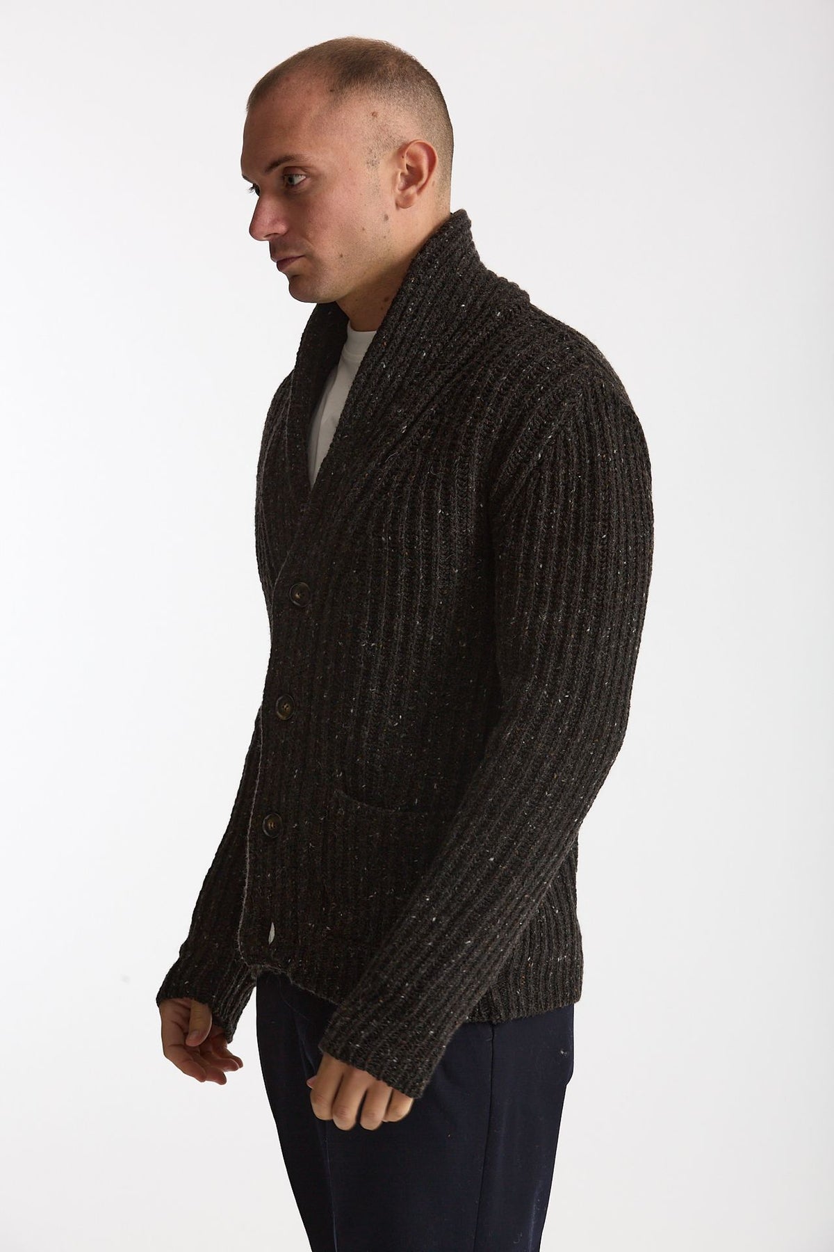 Cardigan in lana marrone uomo ( p - s ) - 3