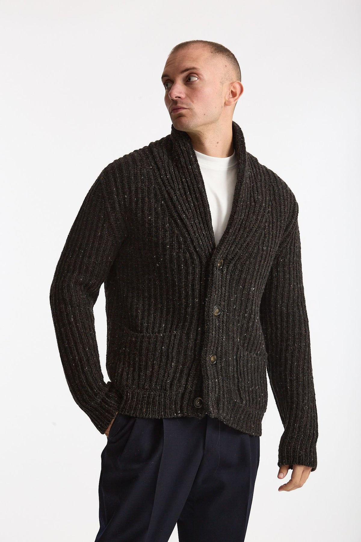 Cardigan in lana marrone uomo ( p - s ) - 1
