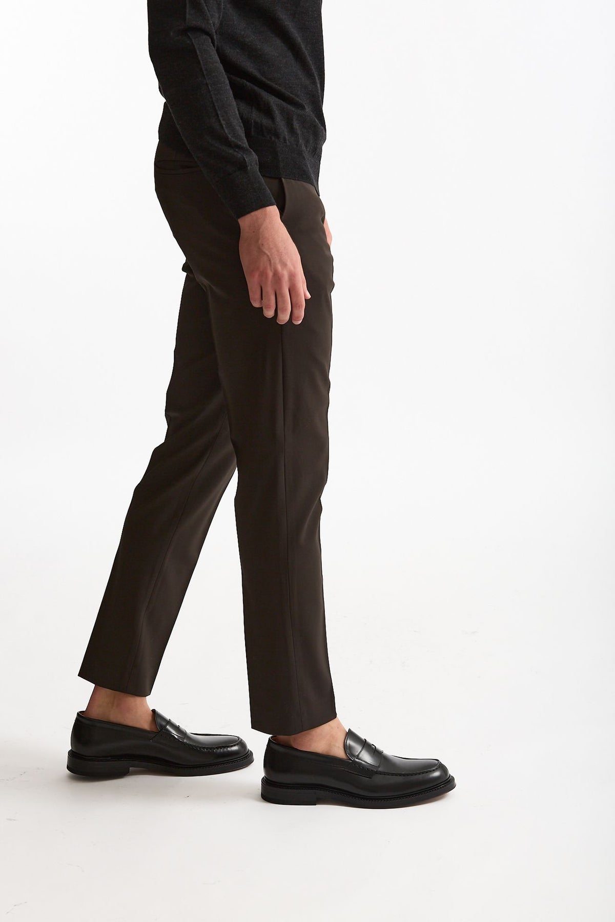 Pantalone in lana stretch EDGE- DIECI marrone uomo Pt torino - 4