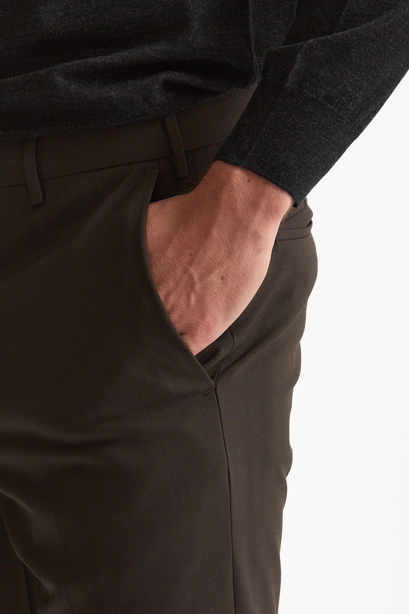 Pantalone in lana stretch EDGE- DIECI marrone uomo Pt torino - 6