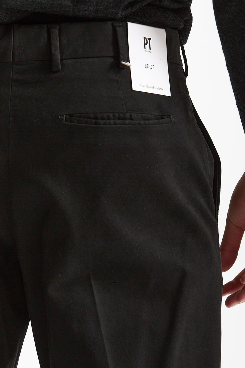 Pantalone EDGE-REBEL in cotone stretch nero uomo Pt torino - 7