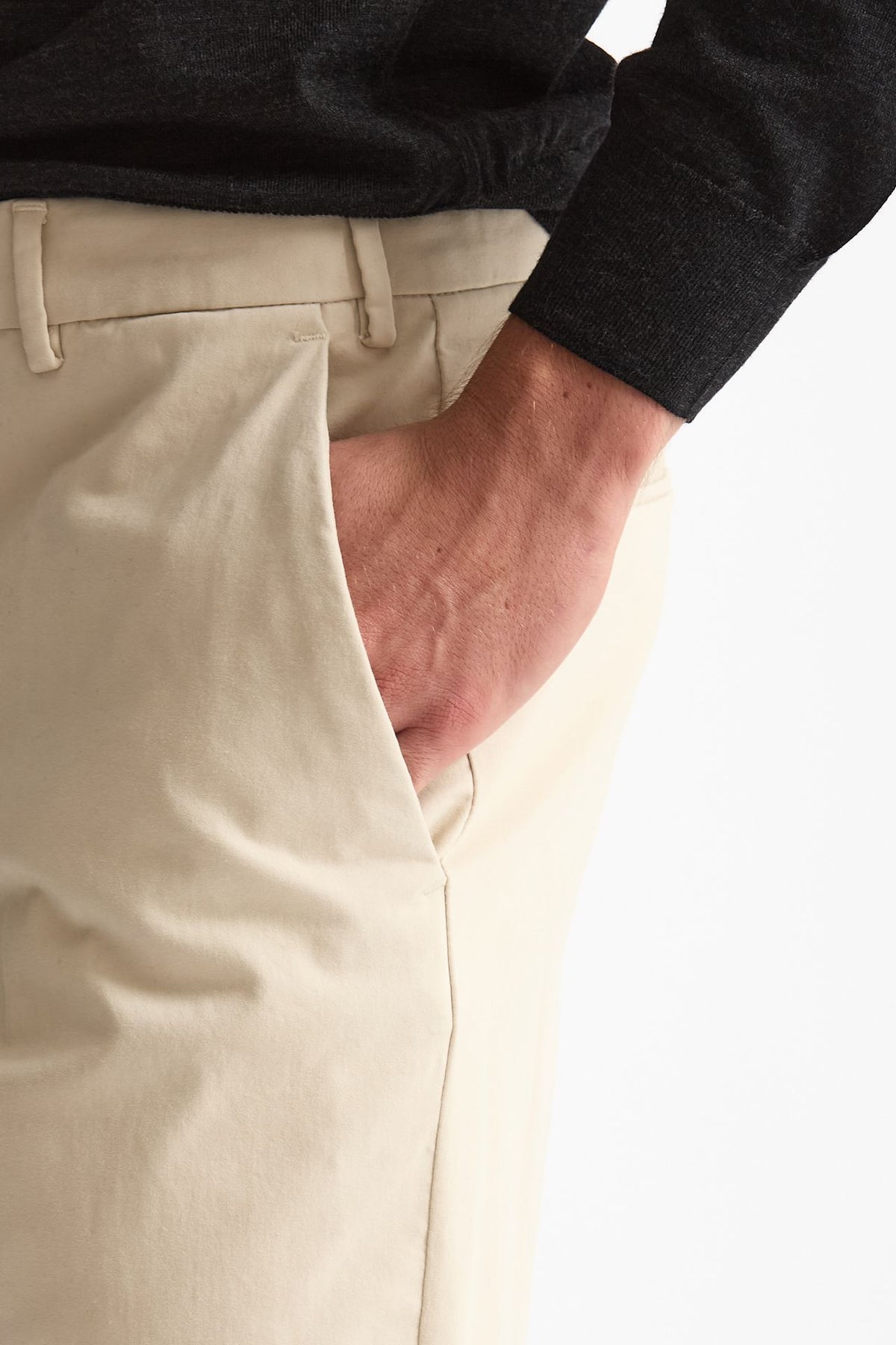 Pantalone EDGE-REBEL in cotone stretch panna uomo Pt torino - 6