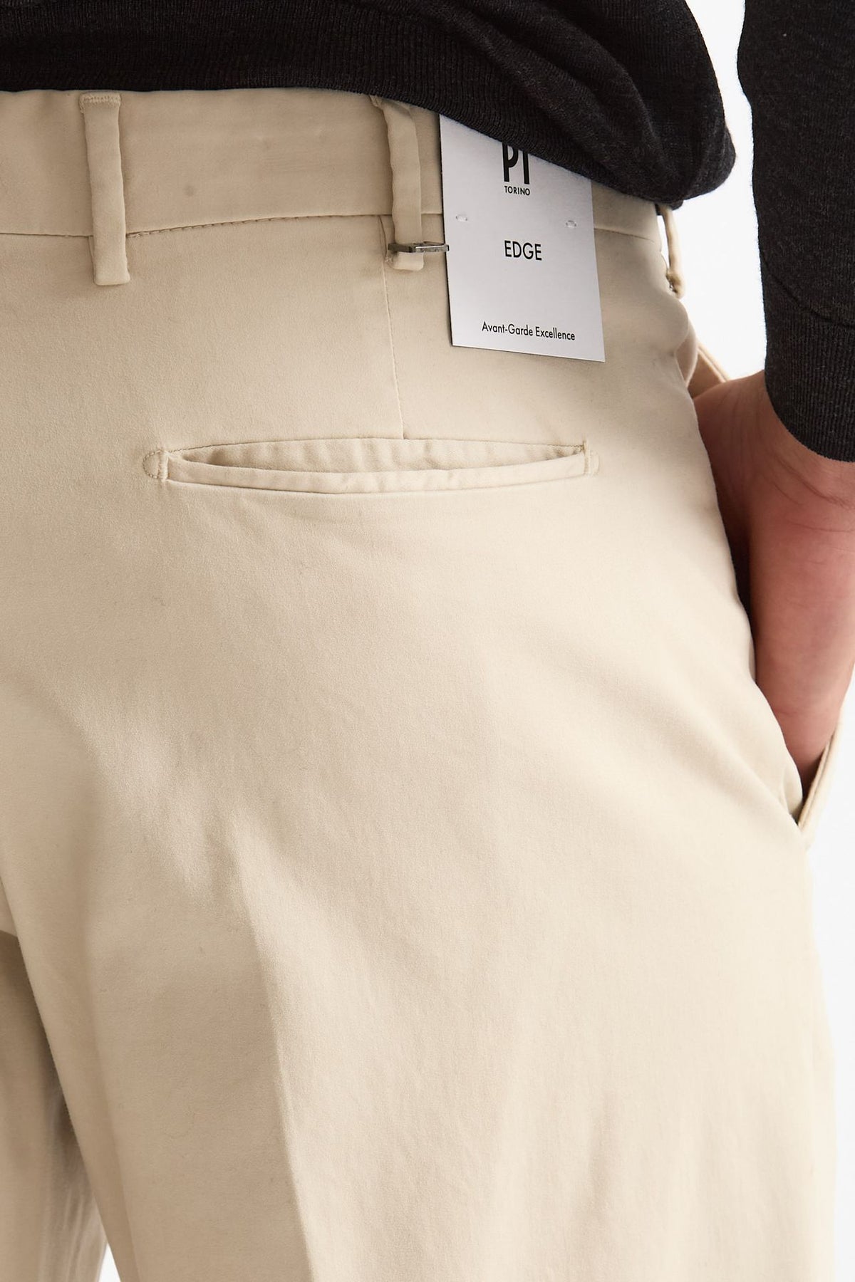 Pantalone EDGE-REBEL in cotone stretch panna uomo Pt torino - 7