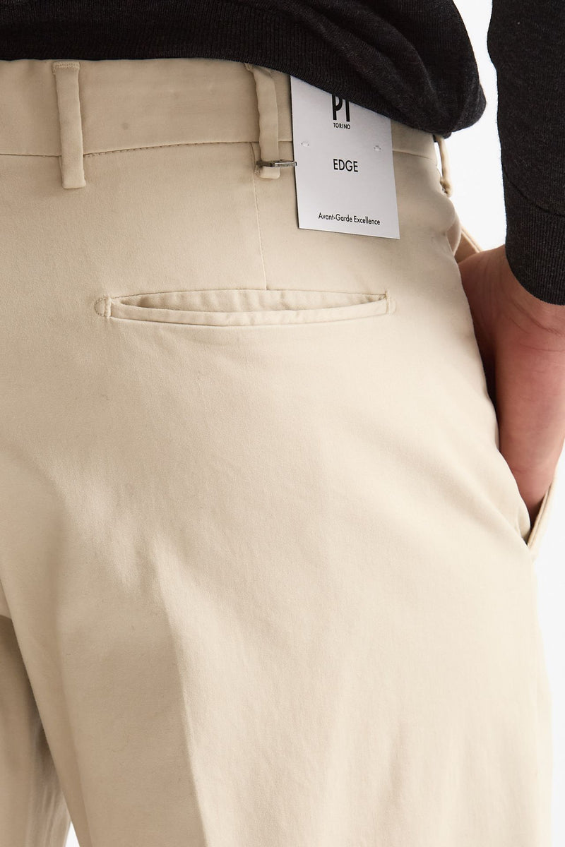 Pantalone EDGE-REBEL in cotone stretch panna uomo Pt torino - 7