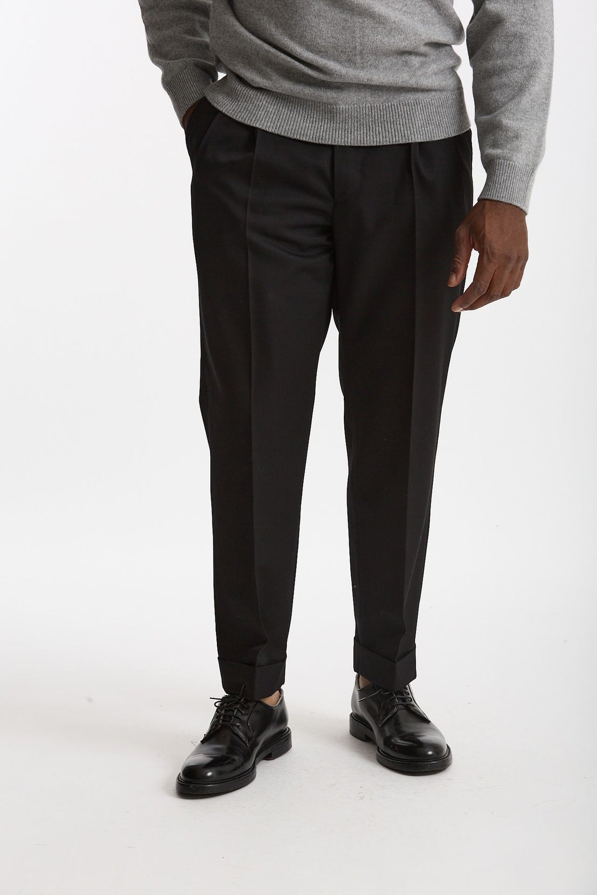 Pantalone STYLE-CARROT FIT in Lana ferma nero uomo Pt torino - 2