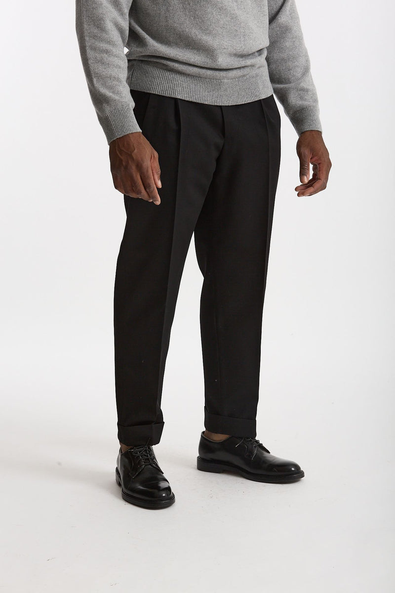 Pantalone STYLE-CARROT FIT in Lana ferma nero uomo Pt torino - 4
