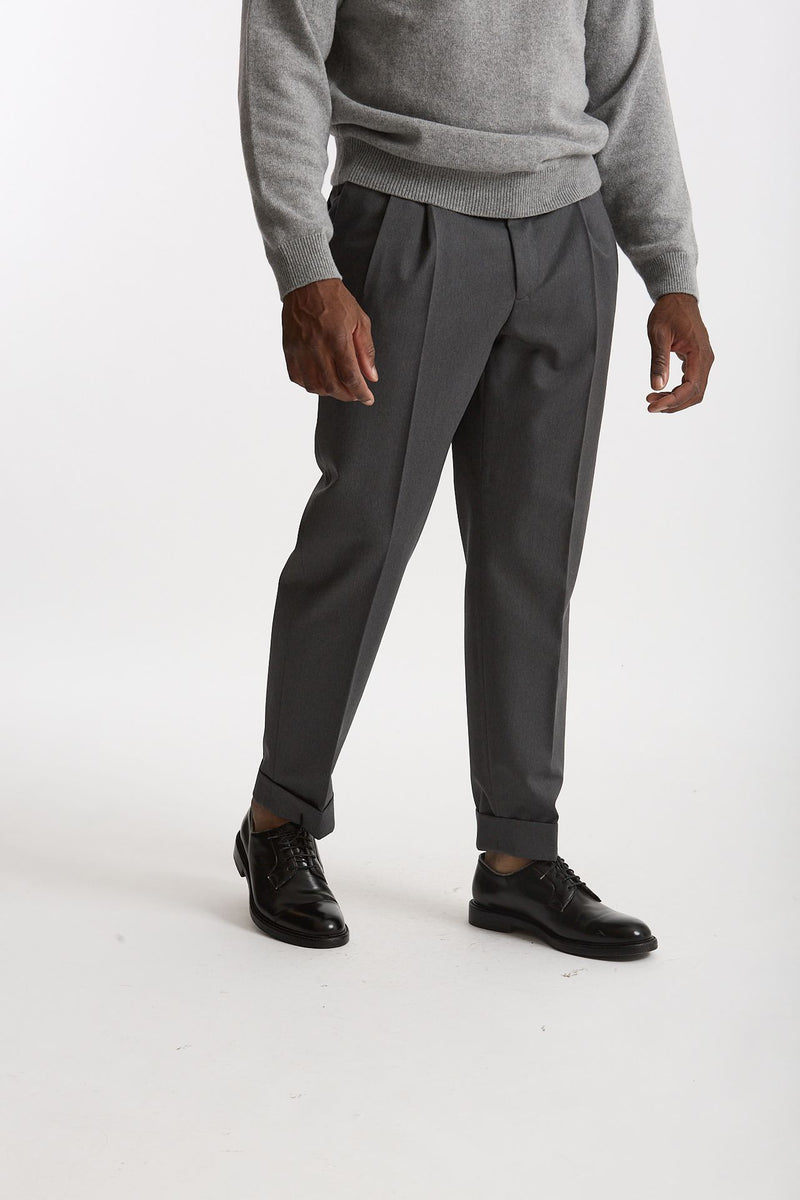 Pantalone STYLE-CARROT FIT in Lana ferma grigio uomo Pt torino - 4