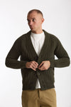 Cardigan a coste in lana verde militare uomo Rakki - 5