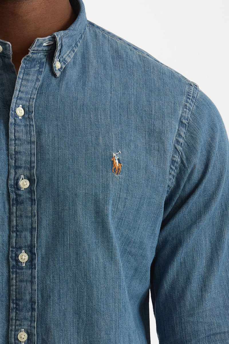 Camicia in cotone denim azzurro uomo Polo ralph lauren - 5