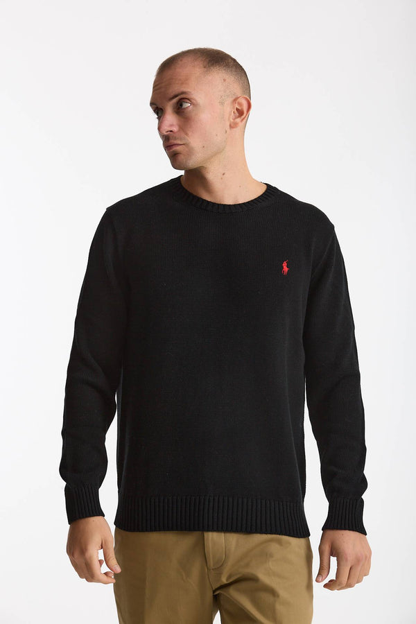 Maglia girocollo in cotone nero uomo Polo ralph lauren