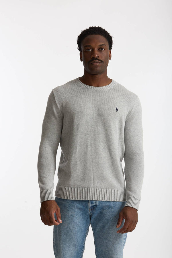 Maglia girocollo in cotone grigio uomo Polo ralph lauren