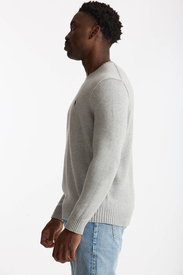 Maglia girocollo in cotone grigio uomo Polo ralph lauren