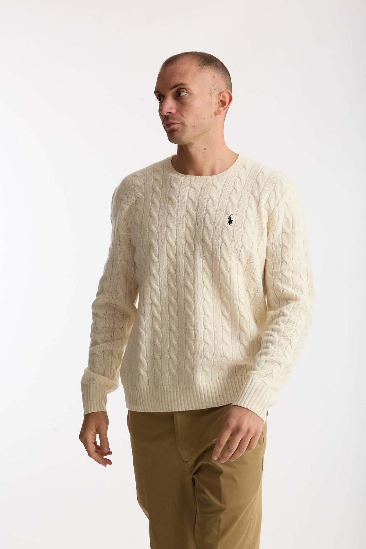 Maglia girocollo in lana/cashmere panna uomo Polo ralph lauren - 1