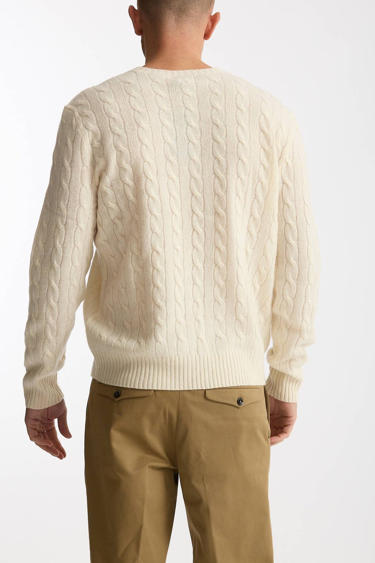 Maglia girocollo in lana/cashmere panna uomo Polo ralph lauren - 3