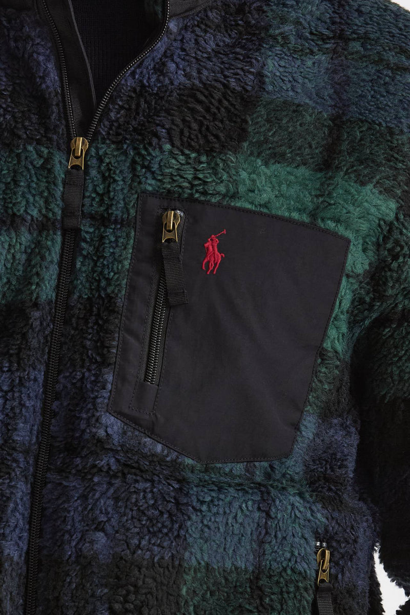 Giubbino in orsetto di poliestere Scozzese blu e verde uomo Polo ralph lauren - 5