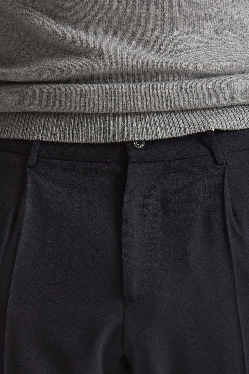 Pantalone in misto lana stretch blu uomo Santaniello - 5