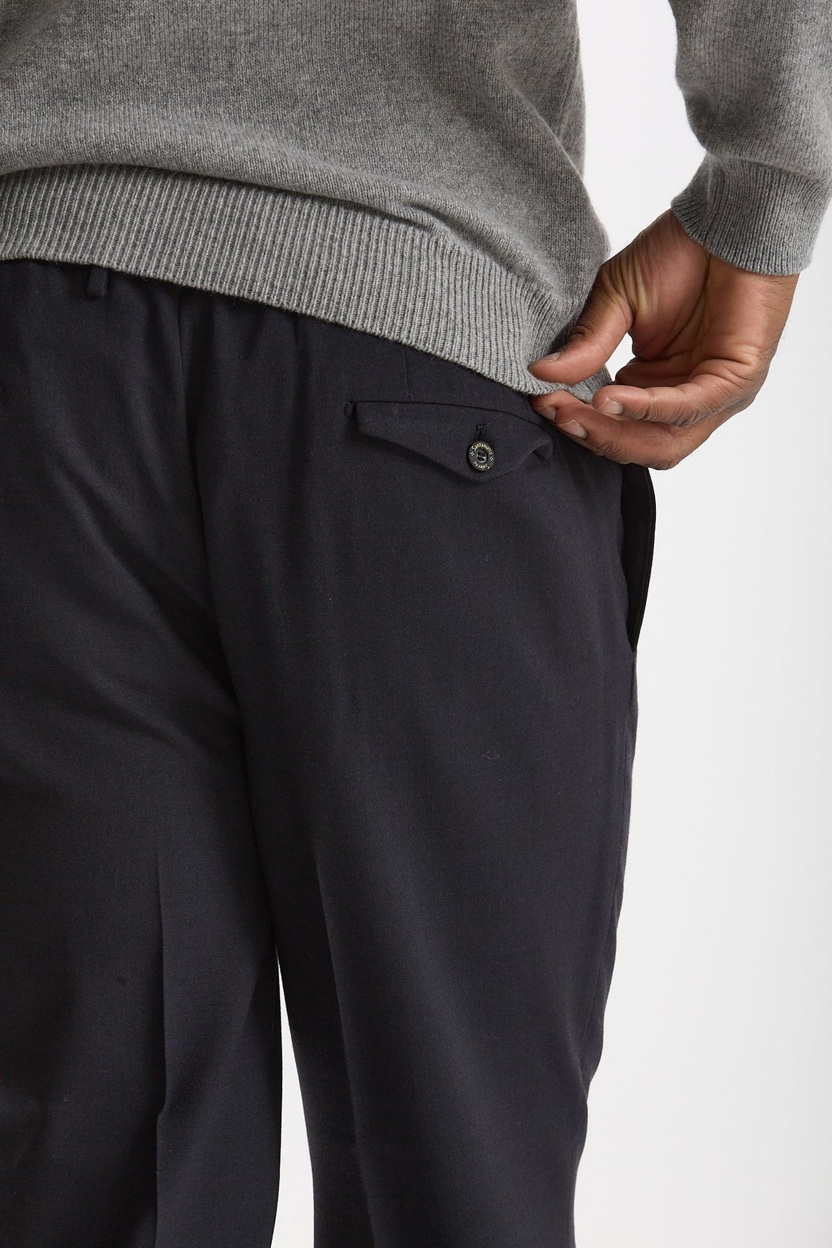 Pantalone in misto lana stretch blu uomo Santaniello - 7