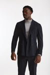 Giacca doppiopetto in lana stretch blu uomo Santaniello - 3