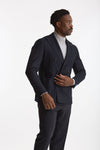 Giacca doppiopetto in lana stretch blu uomo Santaniello - 1