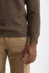Maglia girocollo in lana marrone chiaro uomo Scaglione - 6