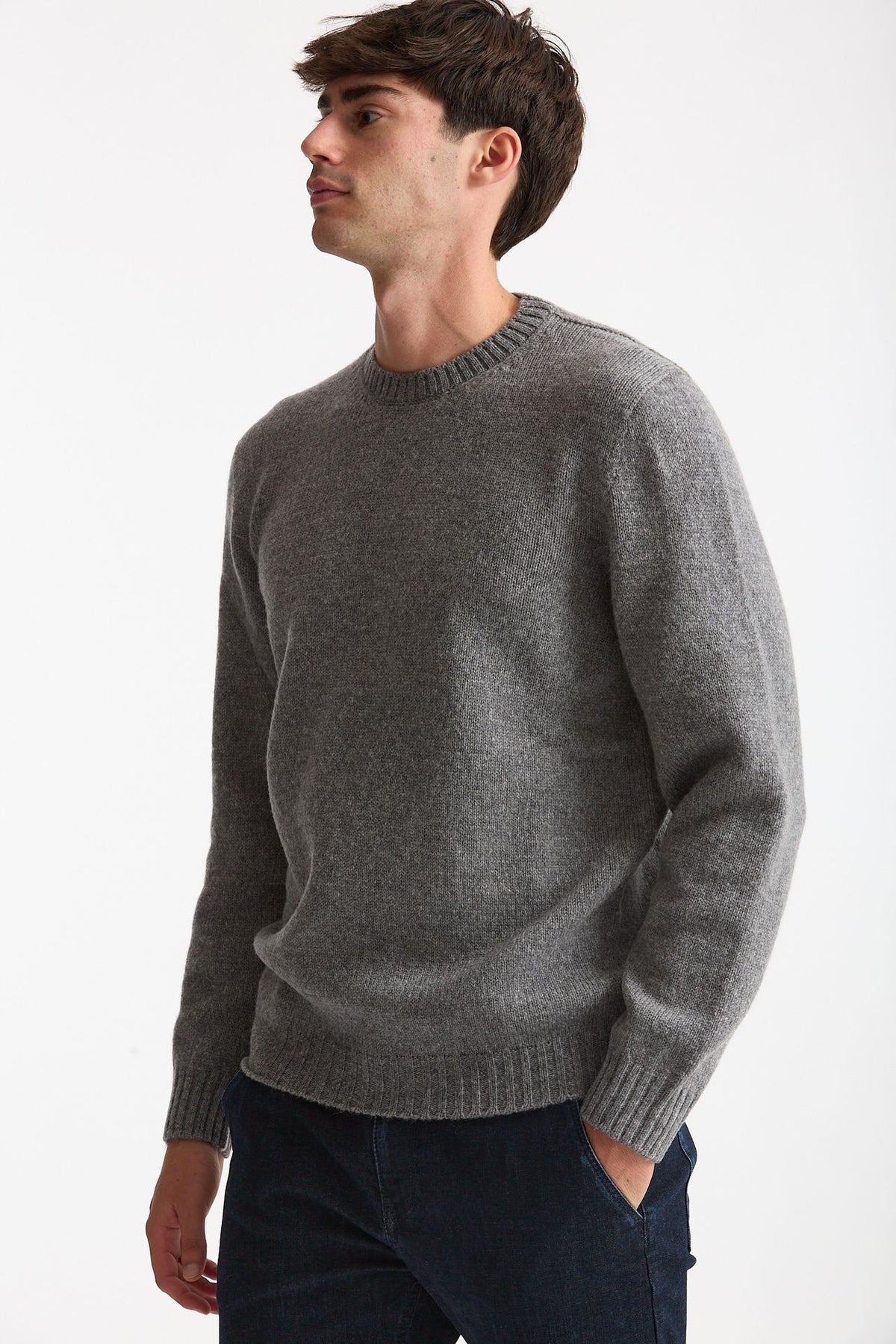 Maglia girocollo in lana grigio uomo Scaglione - 1