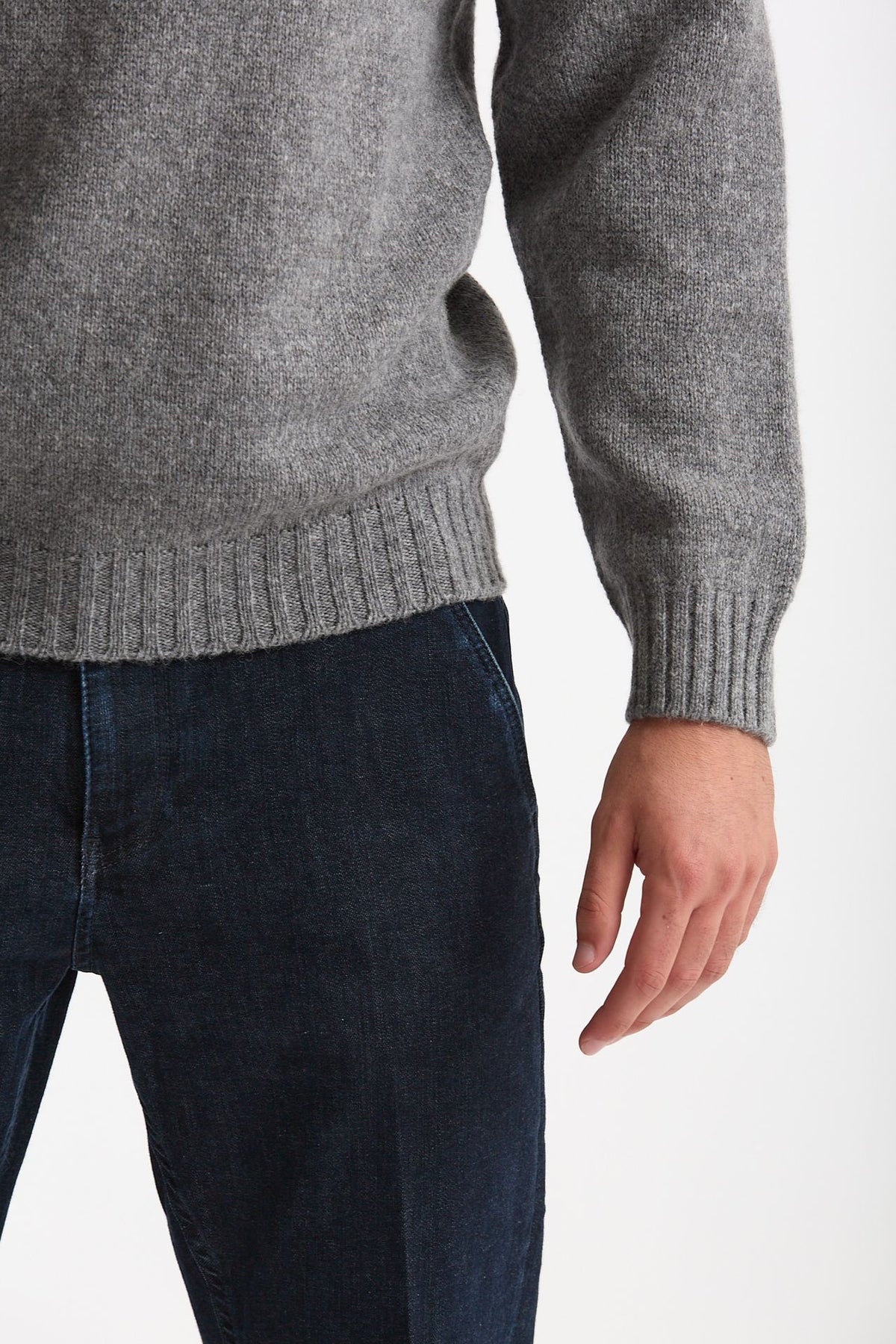 Maglia girocollo in lana grigio uomo Scaglione - 6
