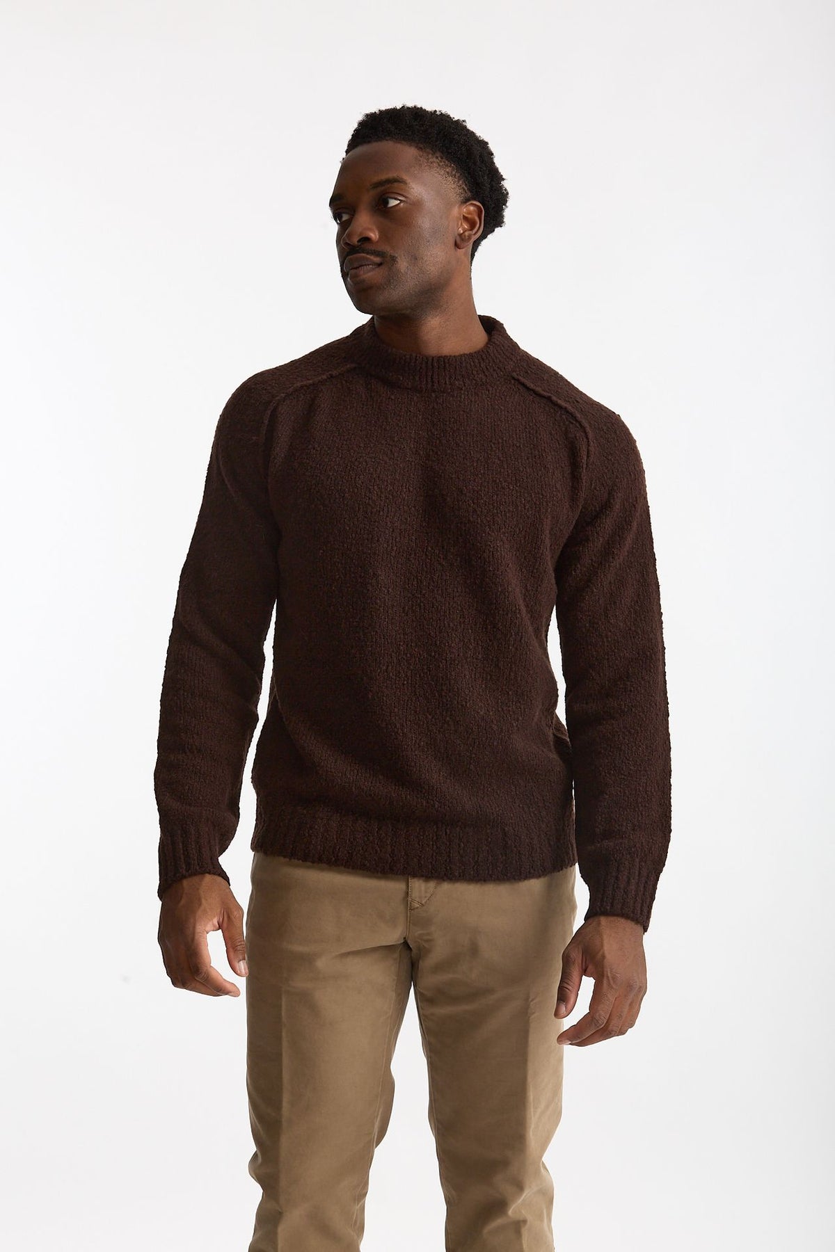 Maglia girocollo in lana cashmere marrone uomo Scaglione - 2