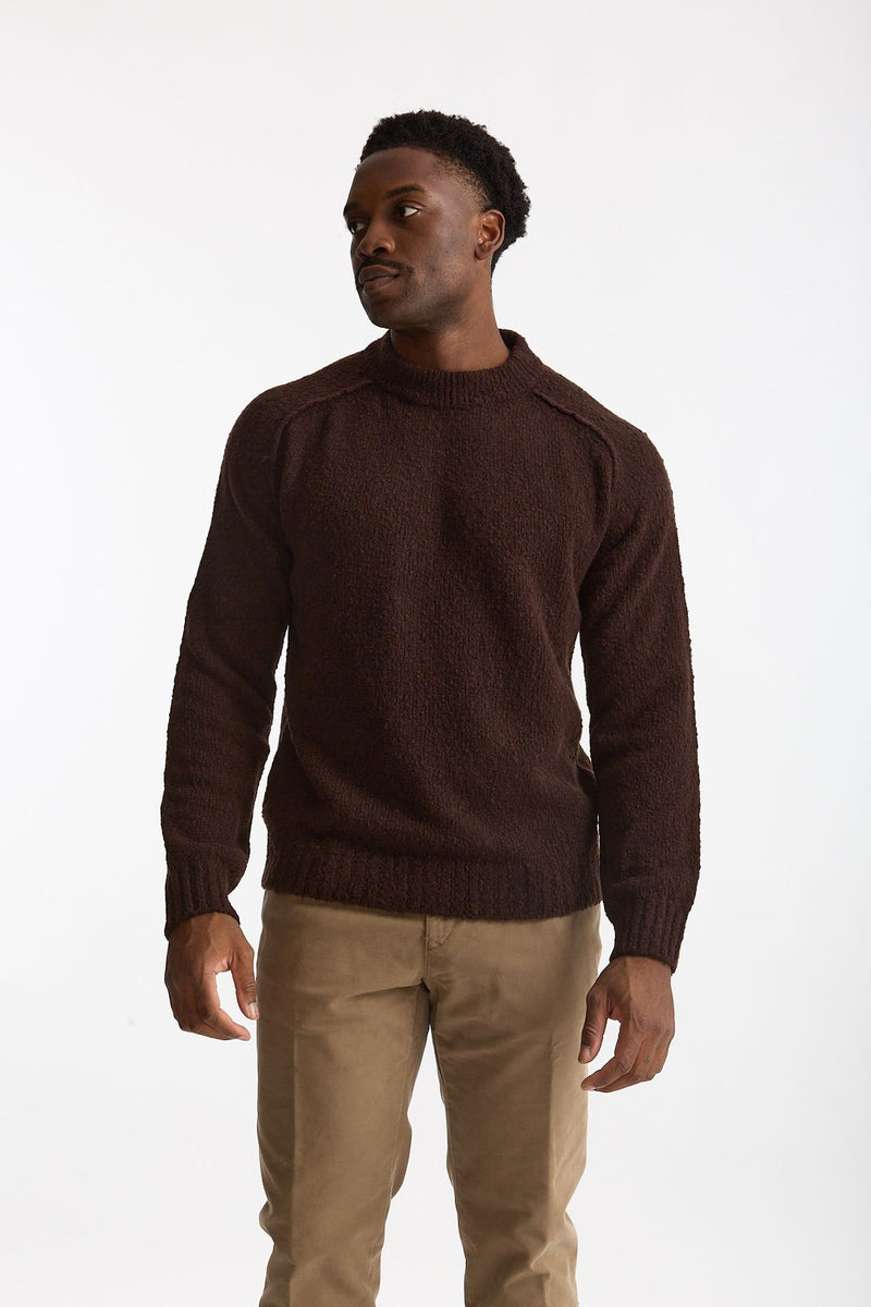 Maglia girocollo in lana cashmere marrone uomo Scaglione - 2