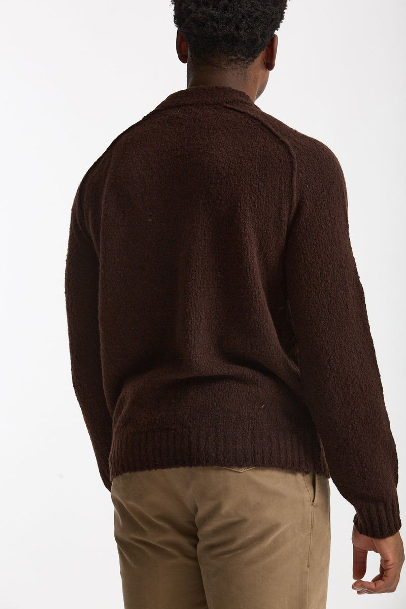 Maglia girocollo in lana cashmere marrone uomo Scaglione - 4