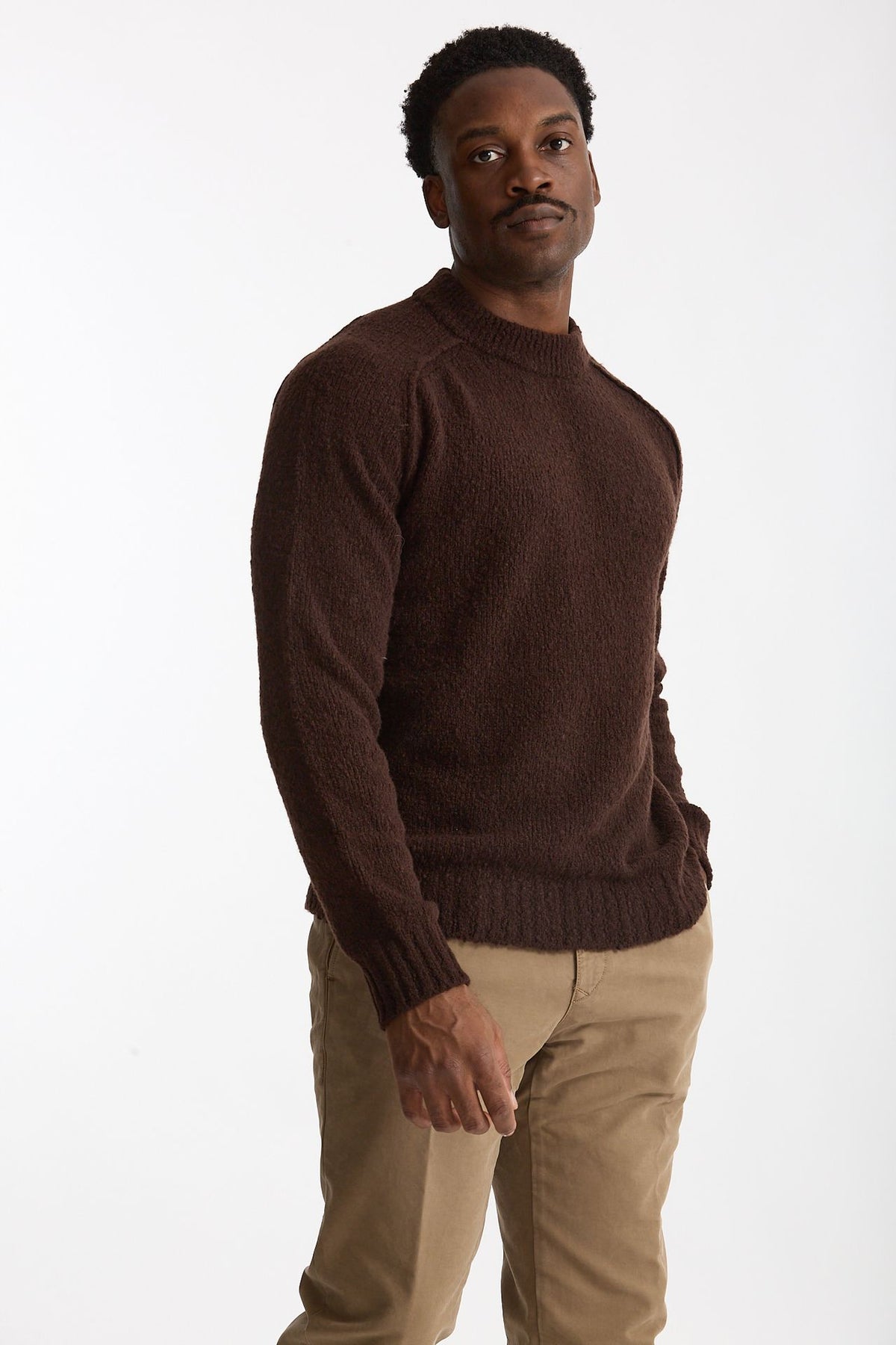 Maglia girocollo in lana cashmere marrone uomo Scaglione - 1