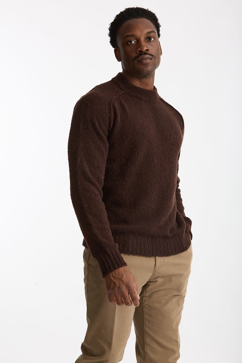 Maglia girocollo in lana cashmere marrone uomo Scaglione - 1
