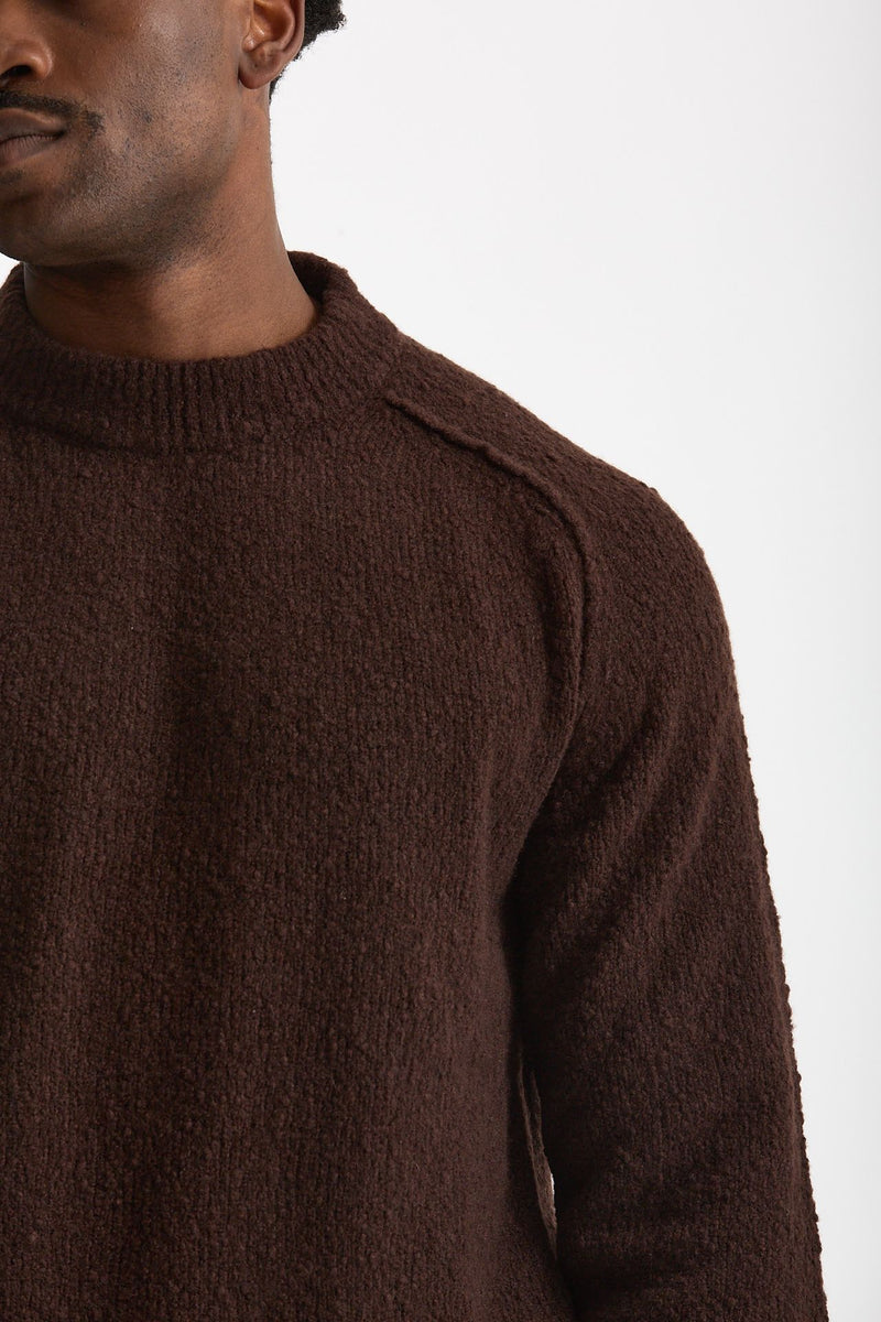 Maglia girocollo in lana cashmere marrone uomo Scaglione - 5